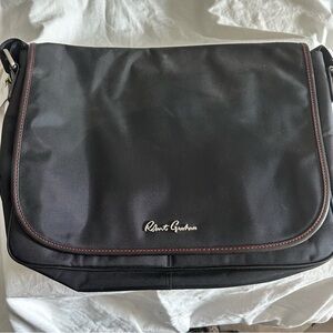 Robert Graham messenger bag black with red stitching NWT